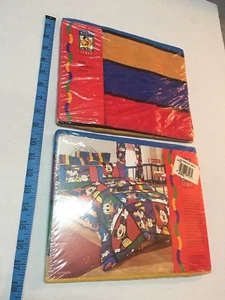 VTG Disney Mickey Friends Primary Rainbow Colors 2 Standard Pillow Sham Case New - Picture 1 of 2