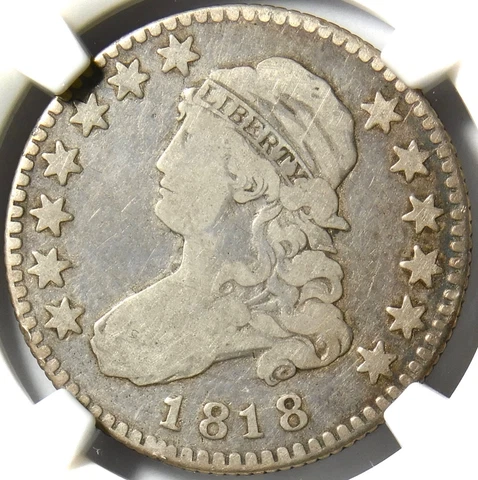 🗽🇺🇸😍😎NGC F12 B8 R3 1818 CAPPED BUST QUARTER Cover