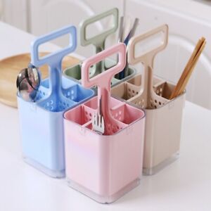 Plastic Kitchen Utensil Holder with Lid Storage Shelf  for Home Use