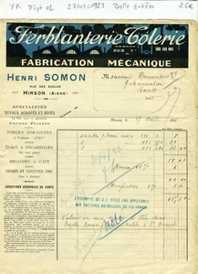 Dépt 02 - Hirson Rue des Ecoles - Belle Entête Secteur de la Mécanique de 1923 - Picture 1 of 1