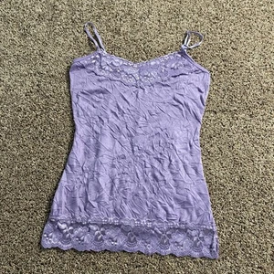 Camiseta sin mangas Maurices camisola para mujer pequeña ribete de encaje correas ajustables arrugadas Y2K - Imagen 1 de 8
