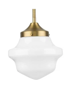 Progress P5196-163 Vintage Brass Coastal Mini-Pendant Light with Opal Glass - Picture 1 of 5