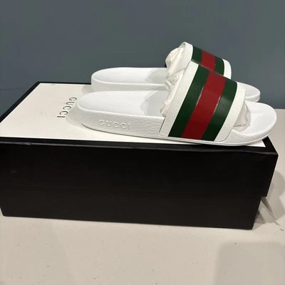 NUEVO EN CAJA GUCCI Pursuit Rayas Blanco Piscina Toboganes Para Hombres - Blanco Gucci Web, Talla US 7 Foto 1 de 4