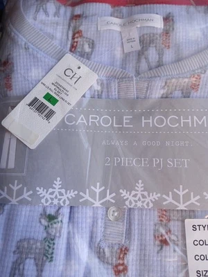 Conjunto de ropa de dormir Carole Hochman Henley polar talla L estampado de renos de vacaciones  Foto 1 de 4