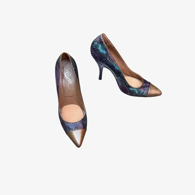Donald J. Pliner Vanya Purple Multi Snake Print Lagos Patent Heels Size 9.5 M  - Image 1 of 4