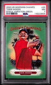 2018 Upper Deck Goodwin Champions Tiger Woods Green Parallel #25 Psa 7 - Picture 1 of 4