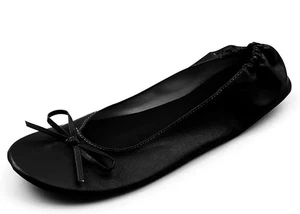 Plegables Pisos para Mujer Cartera Zapatos de Ballet Bailarina Zapatillas Talla L Negro - Imagen 1 de 3
