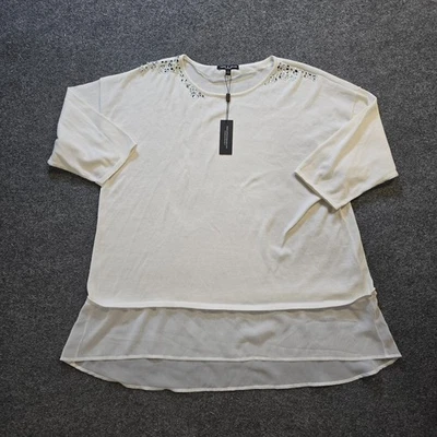 Кабель калибра верхний женщин размер 2 X белый трикотажа стразы легкий капсулы повседневный - Изображение 1 из 4