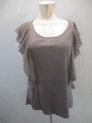 Top de belleza The Limited talla L para mujer marrón con volantes sin mangas cuello redondo 108 Foto 1 de 4
