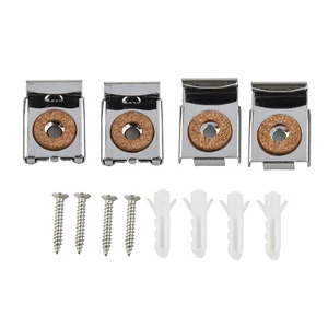 4pcs Chrome Mirror Wall Hanging Fixing Kit Frameless Clips Mounting Hanger Clamp - Picture 1 of 24