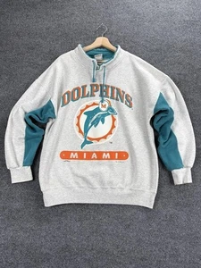 Vintage Miami Dolphins Sweatshirt Mens Large Teal NFL Football Nutmeg Mills 90s - Picture 1 of 18