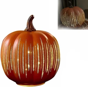 Starry Night Pumpkins, Illuminated Twinkle LED Light Pumpkins, Set of 2 Timer Li - Picture 1 of 9