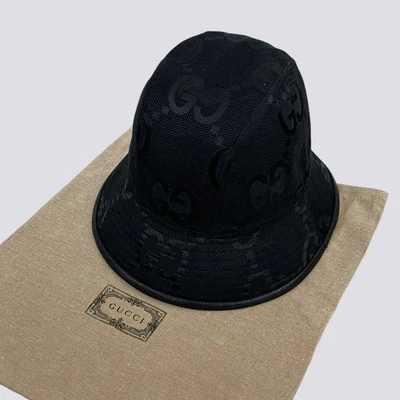 Gucci GG Monogram Jumbo Jacquard Canvas Bucket Hat Black Size L - Image 1 of 4