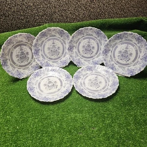 SET-6 ARCOROC ARCOPAL HONORINE WEISS BLAU MILCHGLAS SALAT/MITTAGESSEN TELLER 7 1/4" - Bild 1 von 12