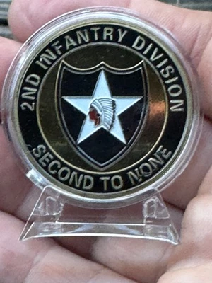 2nd  Infantry Division Challenge coin in display case - Image 1 of 4