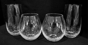PIER 1 GROSSER FLACHER BECHER MIT KNITTER 6" und 4" STIELLOSER WEIN ZWEI VON JEDER GRÖSSE - Bild 1 von 3