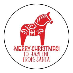 36 Personalized Christmas Gift Tags Swedish Dala - Picture 1 of 1