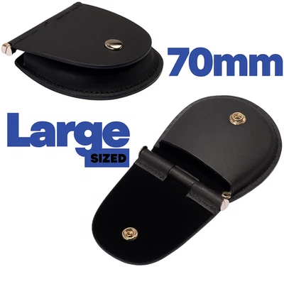 Pocket Watch Holder 70mm LARGE Black Leather Case Pouch Premium Travel Storage - Image 1 of 4