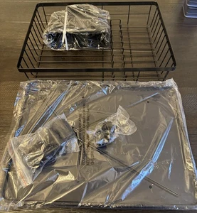 Nib Black Metal Dish Drain Drying Rack Set New - Picture 1 of 1