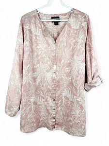 Tahari Leinen Übergröße 2X hellrosa & weiß My Perfect Shape Tunika Shirt Resort - Bild 1 von 8