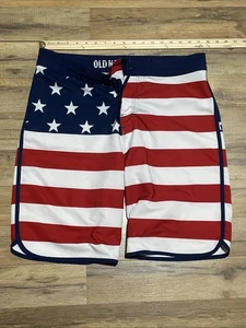 Costume da bagno Old Navy California American Flag Board Shorts da uomo taglia 34 con coulisse - Foto 1 di 4
