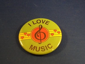 "I LOVE MUSIC" BUTTON pin pinback 2 1/4" badge NEW! large BAND MUSICIAN SCHOOL - Picture 1 of 4