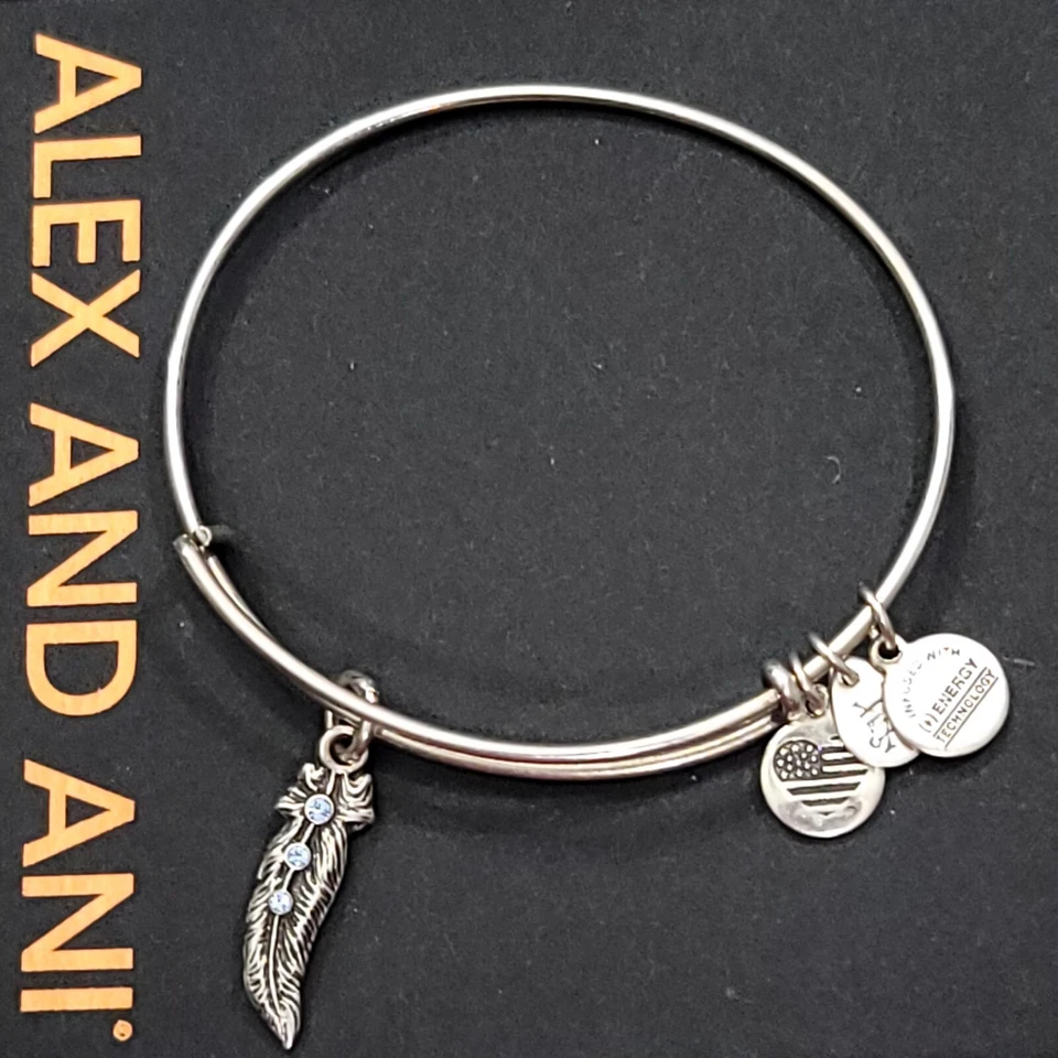 Pulsera Alex and Ani Pluma Dije con Cristal Azul Foto 1 de 4