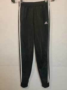 Adidas Black 3 stripe White Boys Jogger Active Pants Boy's Size Large 14 - Picture 1 of 3
