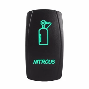 DUAL BACKLIT LED BACKUP NITROUS GREEN ROCKER SWITCH ON/OFF ATV UTV - Imagen 1 de 6