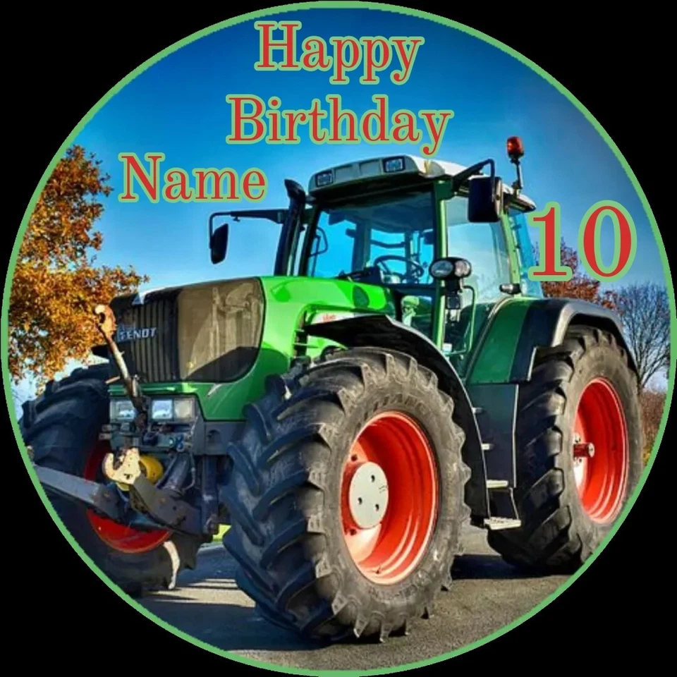 Tortenaufleger essbar Fondant rund 20cm durchmesser Traktor - Bild 1 von 1