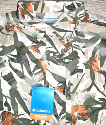 CAMISA UPF HAWAIANA NUEVA COLUMBIA, PARA HOMBRE GRANDE-ALTA, PLATEADA RIDGE ABOTONADA-PRECIO DE VENTA SUGERIDO POR EL FABRICANTE $60 Foto 1 de 4