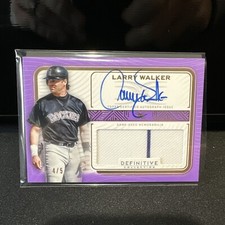 Larry Walker 2023 Topps Definitive 4/5 On Card Auto Game Used Patch