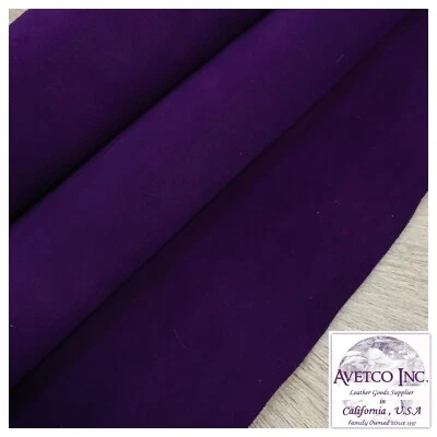 Avetco Premium Italian Kid Skin Goat Suede 3 SF Leather Hide 2-3 oz Grape Royale - Image 1 of 4