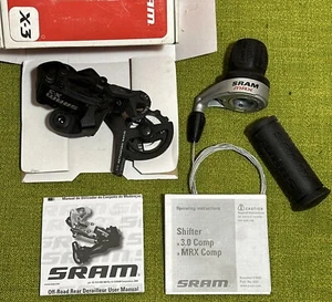 New SRAM X-3 Rear 7 Speed Long Cage Derailleur + MRX COMP 7 Twist Grip Shifter - Picture 1 of 1