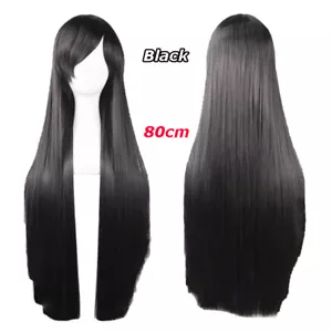 Black Long Straight Women Cosplay Costume Party Hair Anime Wigs Full Hair Wig - Picture 1 of 2