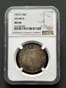 1923 S Monroe Doctrine Centennial Commemorative 90% Silver Half Dollar NGC MS 64 - Picture 1 of 5