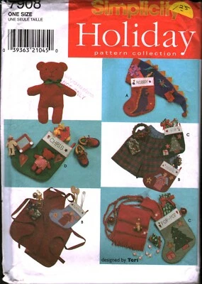 7908 Vintage Simplicity Sewing Pattern Stocking Christmas Home Decor Gifts OOP - Image 1 of 2
