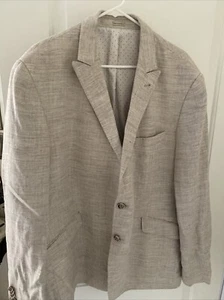 Joseph Abboud Two Button Jacket Mens Size 48 Beige Linen Blend Sport Coat Blazer - Picture 1 of 9