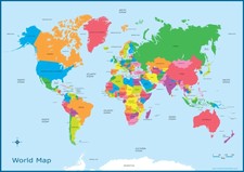 A3 Map of the World  - Educational Wall Chart Poster Kids Classroom World Map