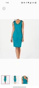 Connected Apparel Women's Sleeveless Above The Knee Cocktail Dress 6 Dark Aqua - Picture 1 of 7