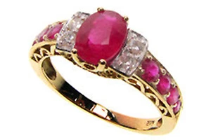 Anillo de rubí y diamantes vintage de oro liso de 9 quilates R468 personalizado - Imagen 1 de 6