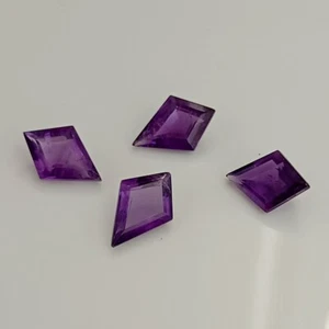 12x8mm Kite Cut Loose Natural Dark Amethyst Gemstones x4 - Picture 1 of 6