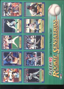 Juego completo de tarjetas de béisbol Fleer Rookie Sensations 1992 hoja promocional anuncio 92 - Imagen 1 de 2