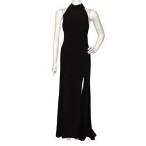 IEENA MAC DUGGAL Maxi Dress, 10, Black, High Neck, Sleeveless, Train, High vent - Picture 1 of 12