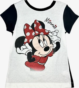 Disney Store Kinder T-Shirt weiß schwarz kurzarm Glitzer Minnie Mouse Gr. XS 4 - Bild 1 von 3