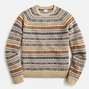 NWT J Crew 100% Wool Fair Isle Sweater in Heather Sand - Picture 1 of 1