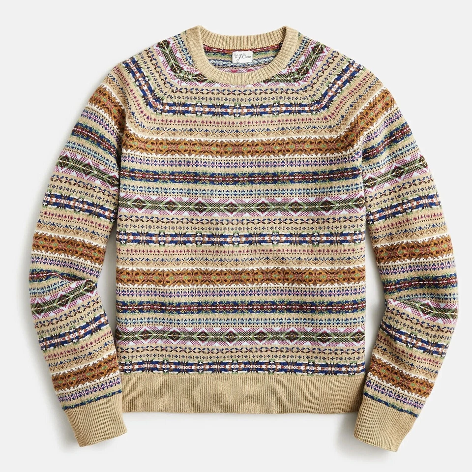 NWT J Crew 100% Wool Fair Isle Sweater in Heather Sand - Image 1 of 1