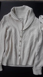 Cherokee Cárdigan Blanco Suéter Con Cintura Separada Corbata Talla L - Imagen 1 de 6