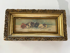ANTIQUE VICTORIAN PANSY WATER COLOR PAINTING SIGNED STROSNIDER 1907