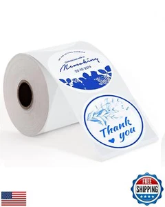 Phomemo 2" Blau auf Weiß Runde Etiketten Aufkleber Rolle für Thermodrucker für SM - Bild 1 von 5